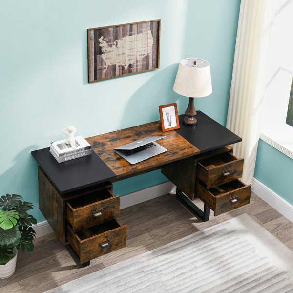 17 Stories Debanhy Writing Desk, Modern Office Desk with 4 Drawers